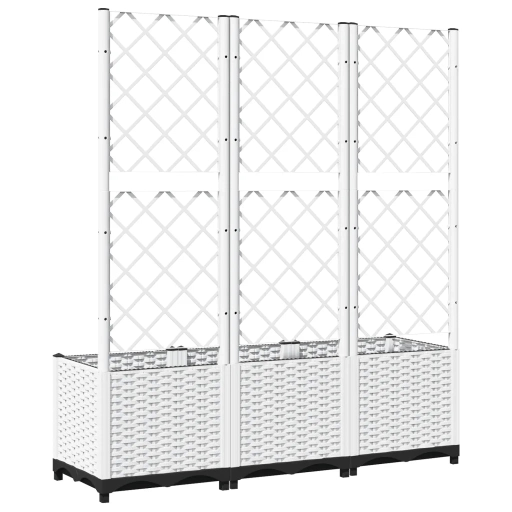 Fioriera | Cassetta per fiori | Vaso da Giardino con Graticcio Bianco 120x40x136 cm PP