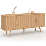 IDMarket - Credenza JULIETTE 140 cm con 4 ante a doghe in legno color rovere