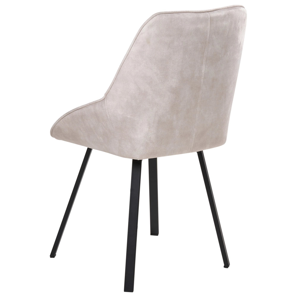 Set di 2 sedie da pranzo in velluto beige chiaro con gambe in ferro nero girevoli a 180° moderne sedie imbottite