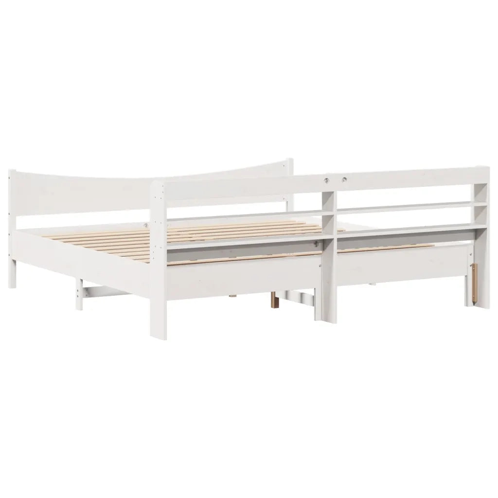 Giroletto con Testiera Bianco 180x200 cm Massello Pino 3307036