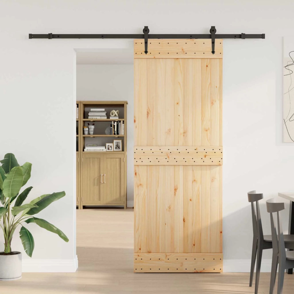 Porta scorrevole NARVIK Naturale e Nero 80 x 210 cm (213,5 cm) 3445294