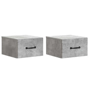 Mobiletto da notte a muro con cassetto 2 pcs Grigio Cemento