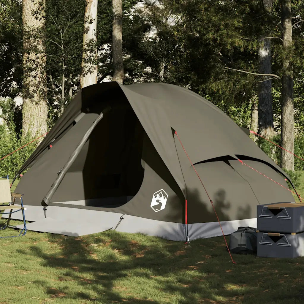 Tenda da Campeggio a Cupola per 4 Persone-Tenda per Escursionismo Marrone Impermeabile 694894