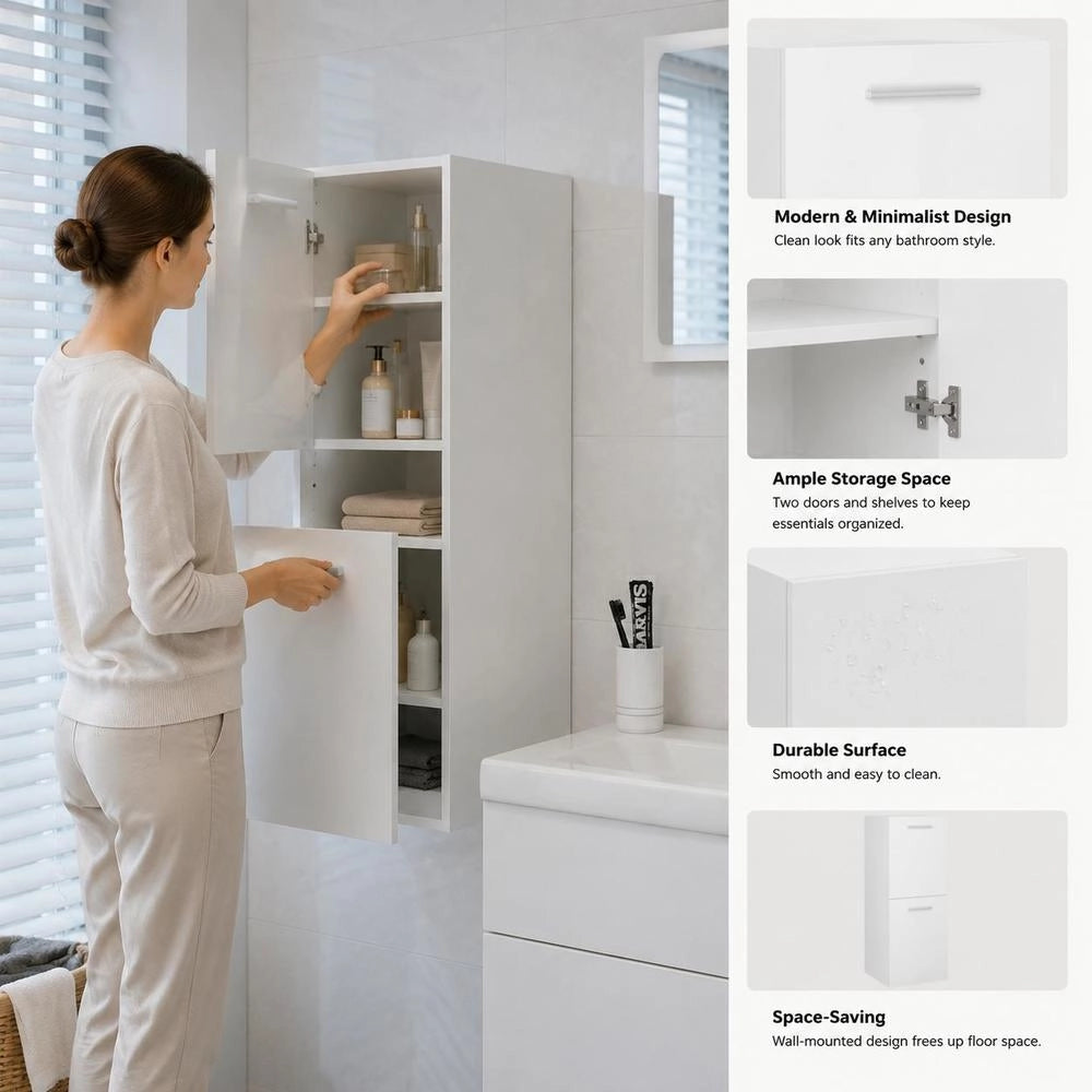 Bathroom Cabinet, White, 30x30x80 Cm, Wood-based Material