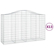 Cestini gabbioni recinzione a gabbia muro di contenimento ad arco 13 pezzi 200 x 50 x 120/140 cm ferro zincato argento 02_0040370
