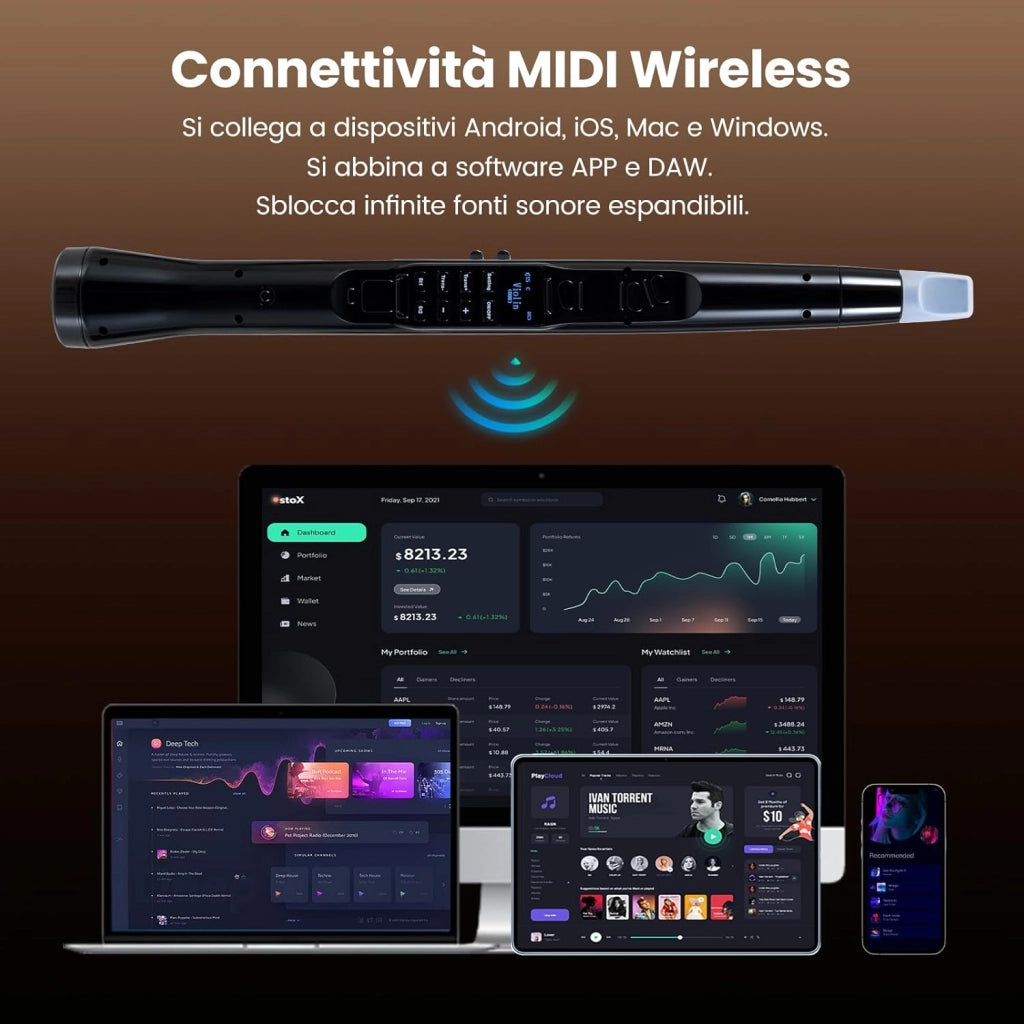 Strumento a Fiato Elettronico, Sassofono Digitale Portatile con MIDI Wireless,LCD HD, 100 Toni, Altoparlante HIFI, Gamma di 4 Ottave e 2 Diteggiature, per Principianti e Adulti