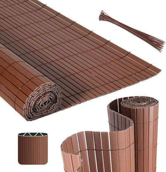 Pannelli di schermo in PVC per balcone e giardino - separazione balcone e giardino - schermo per terrazzo e giardino - marrone 1,4x4m 2 pezzi