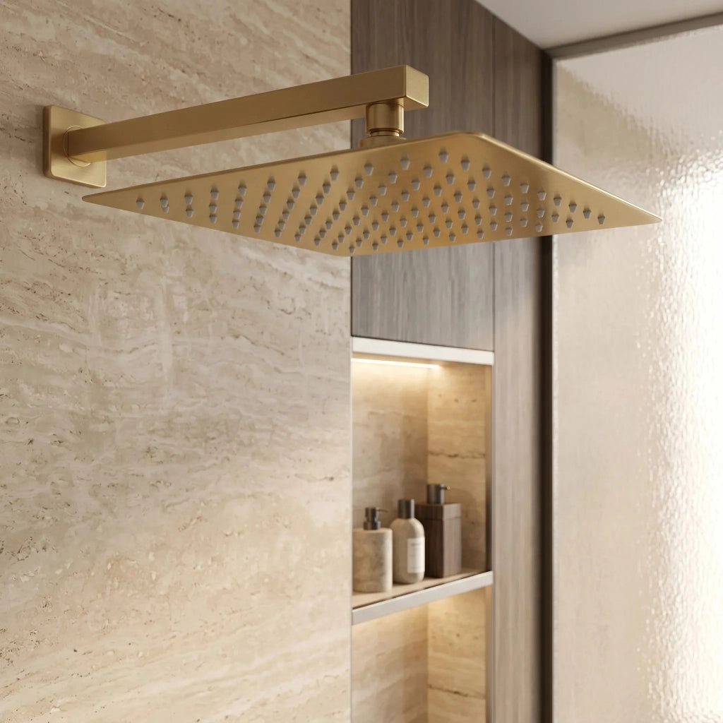 Soffione Doccia Quadrato Rea Js-p015bg 30cm Brush Gold