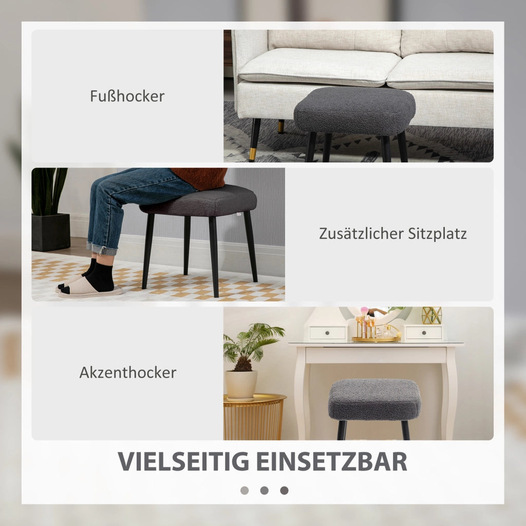 Pouf Poggiapiedi Imbottito ¨C Minimal ¨C Grigio Scuro 42x42x44 cm