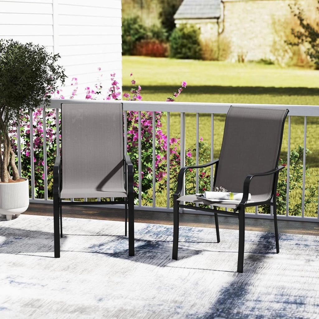 Set di 2/4 Sedie da Pranzo Giardino, Mobile da Pranzo con Schienale Alto, Struttura in Metallo, Poltrona per Esterno Giardio Balcone, Portata 150 kg