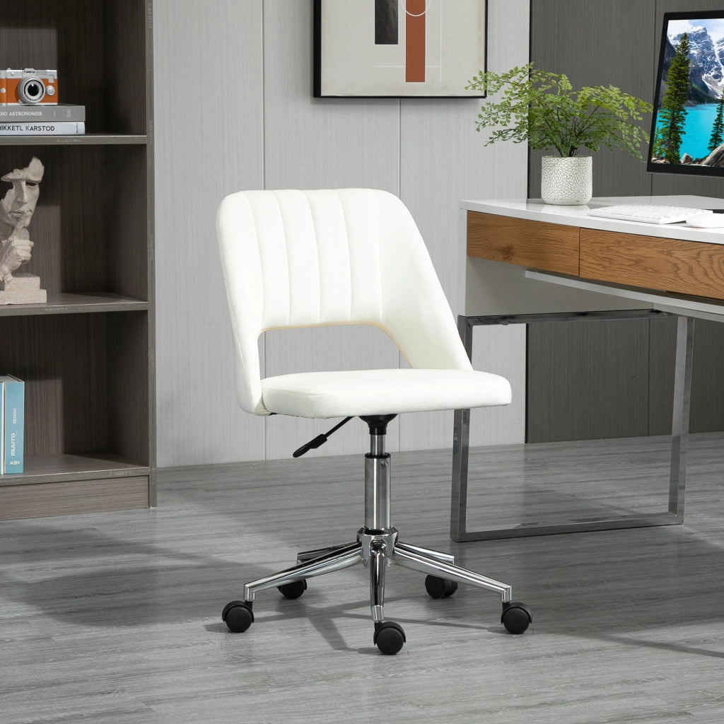 Sedia da ufficio con rotelle ¨C zephmum ¨C schienale a guscio, schiuma, 49x60x79-91 cm, crema