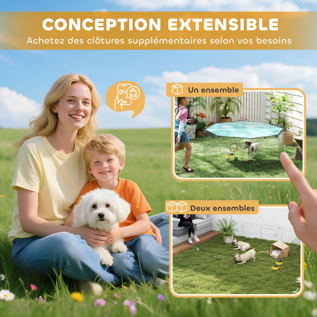 Recinto per Cani 8 Pannelli con Tetto ¨C Zephmum ¨C Verde Argento 60H