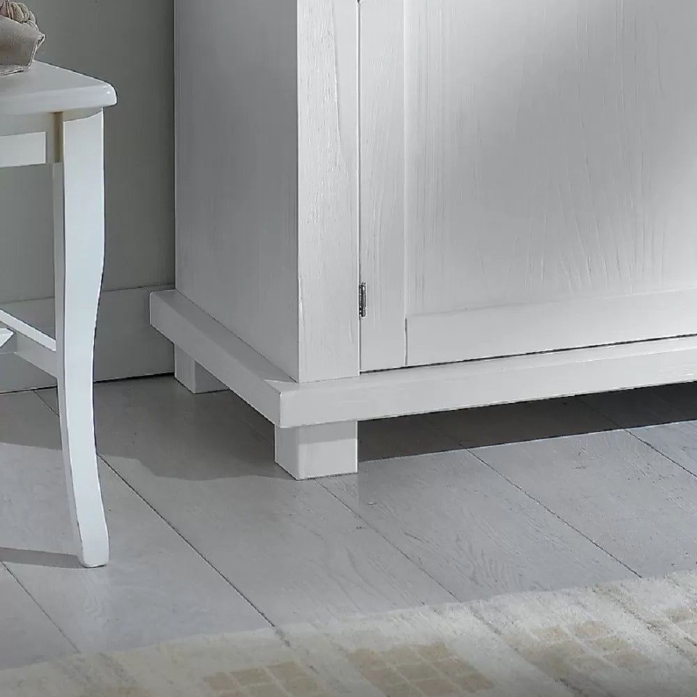 Madia credenza in legno massello 2 ante laccato bianco l.120 p.45 h.83 - Mobili 2G