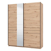 Armadio Camera da Letto Vialone, Guardaroba Grande Appendiabiti, 145.5x217.5h cm Marrone Rovere Nodi