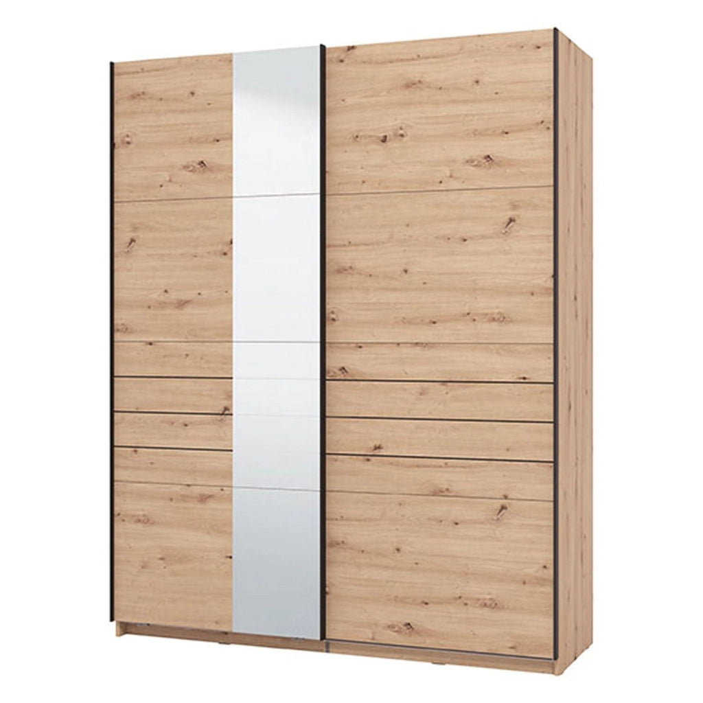 Armadio Camera da Letto Vialone, Guardaroba Grande Appendiabiti, 145.5x217.5h cm Marrone Rovere Nodi