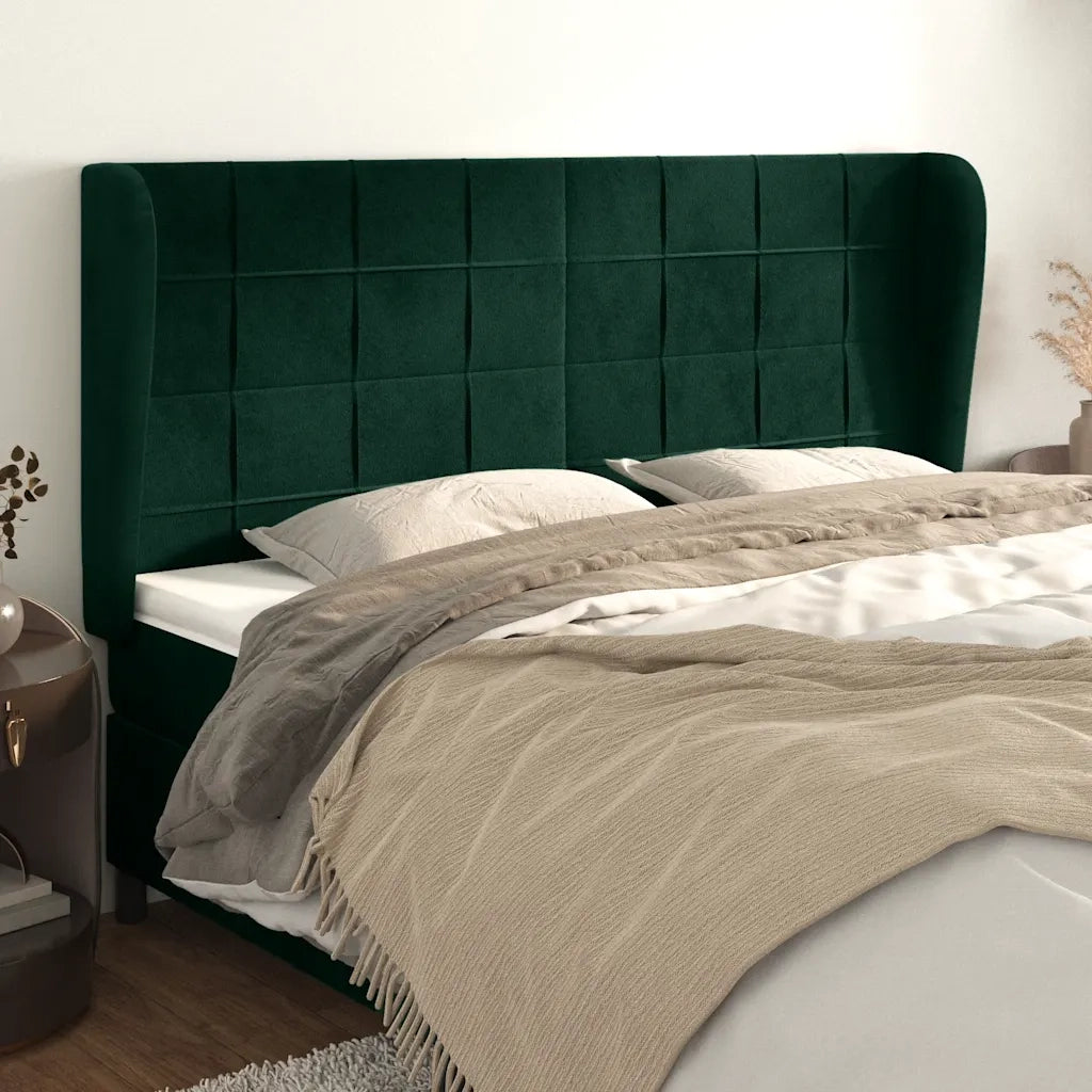 Testiera ad Orecchio Verde Scuro 163x23x118/128cm in Velluto 3118013