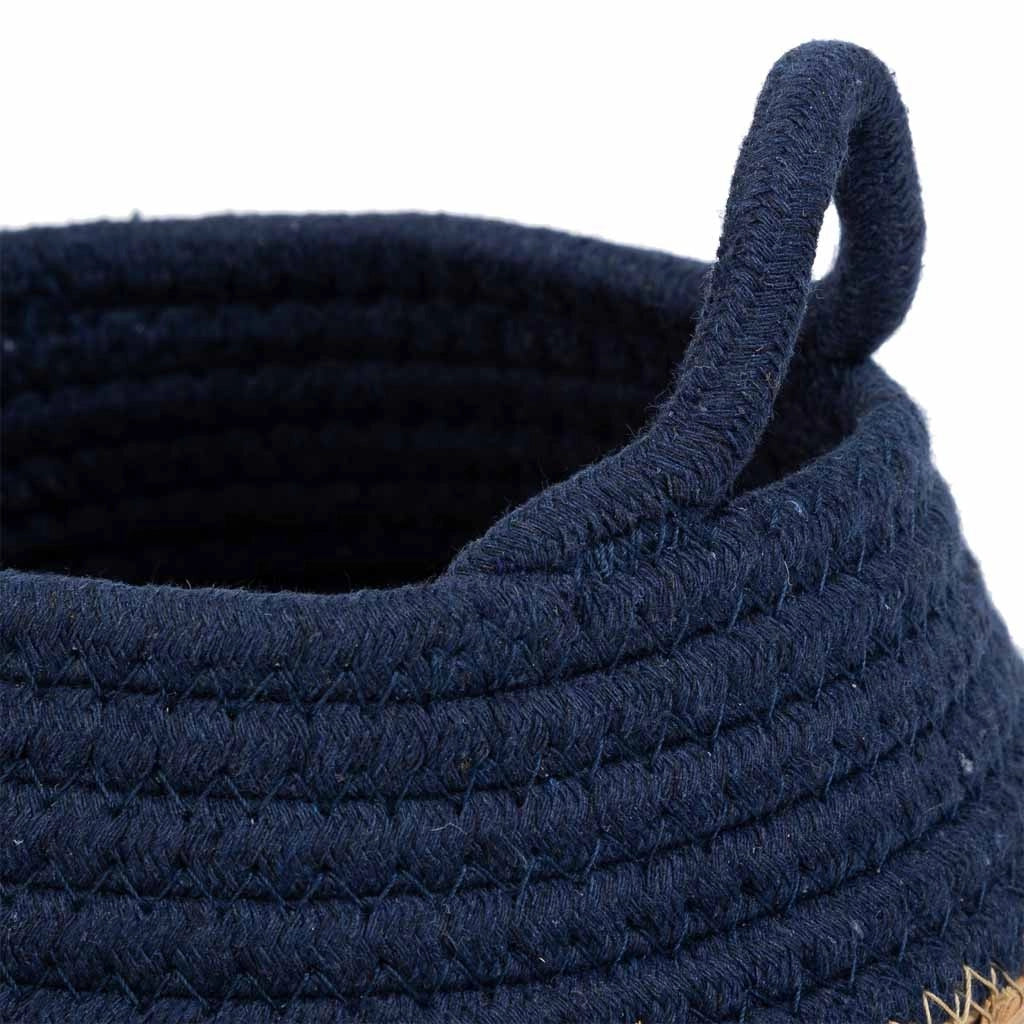 Cesto in fibra naturale e cotone blu d18x13/16,5h