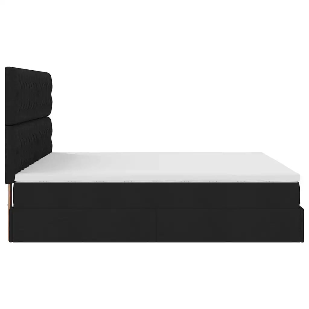 vidaXL Struttura Letto Pouf con Materasso Nero 160x200 cm in Tessuto