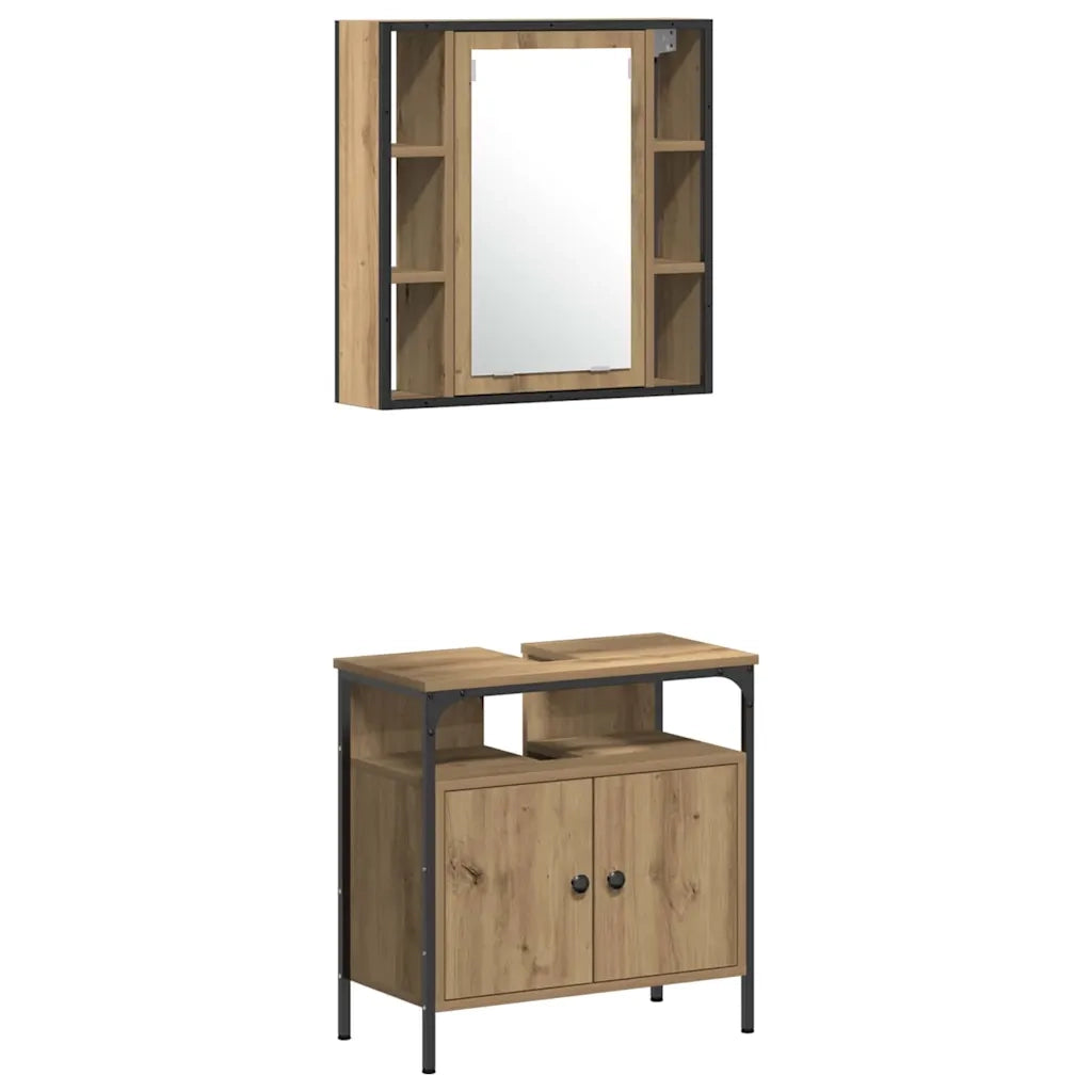 Set di mobili per il bagno con porta 4 pcs Rovere artigianale 3334430