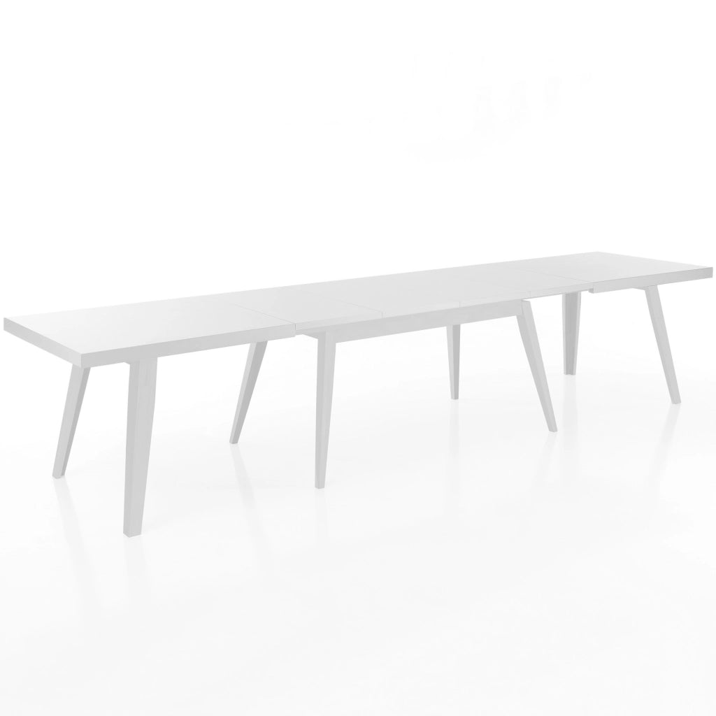 Tavolo allungabile effetto legno laccato bianco cm. H.78xP.85xL.180