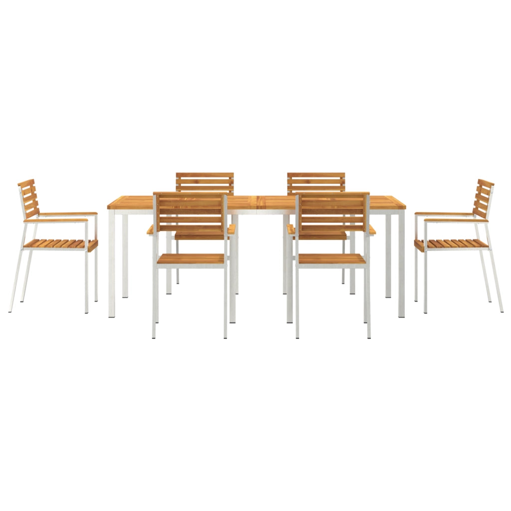 Set da pranzo da giardino  7 pezzi in legno massello di acacia