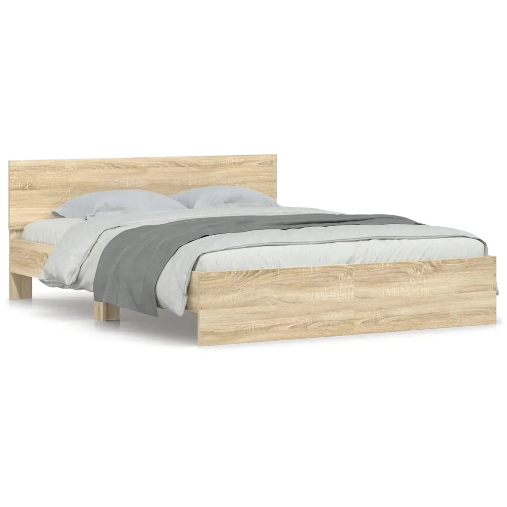 Giroletto con Testiera-Struttura Letto con testiera Rovere Sonoma 150x200 cm
