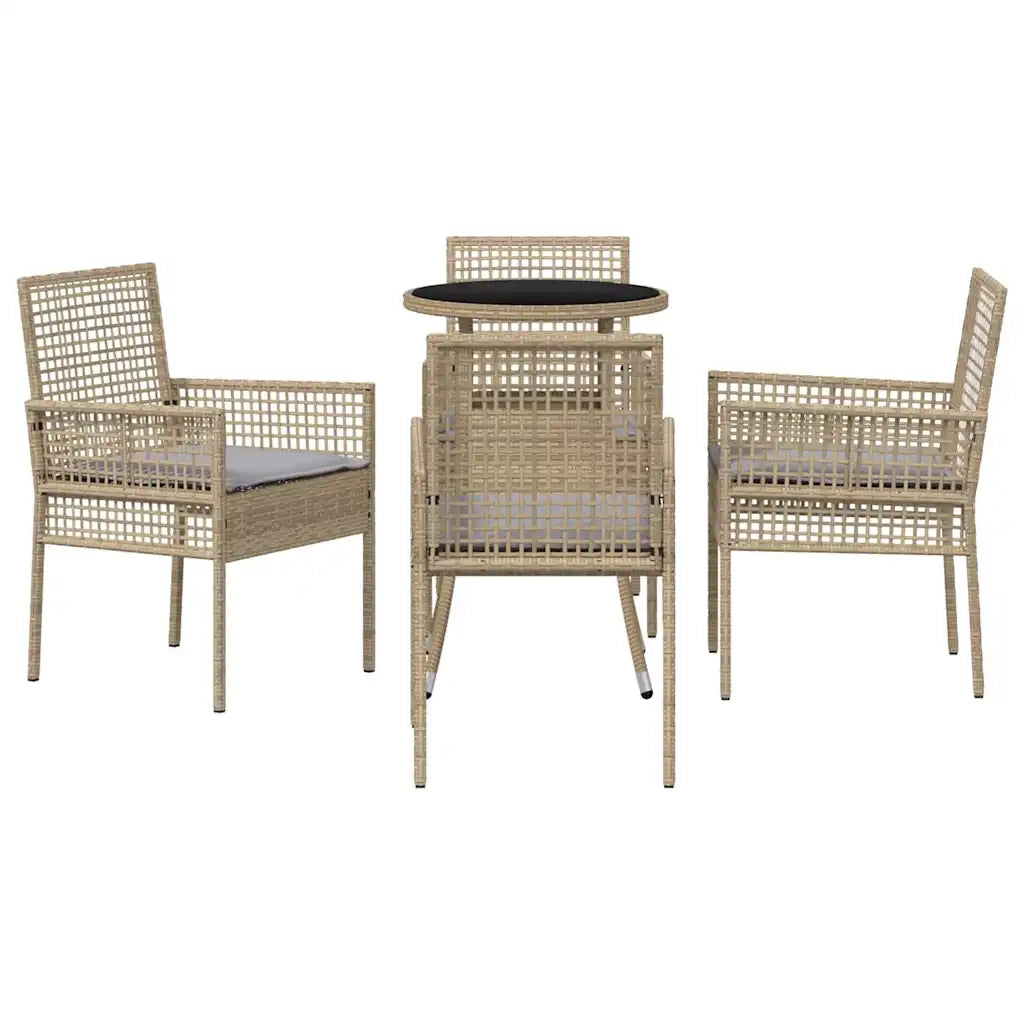 Set da Pranzo per Giardino 5 pz | Set Salotto da Giardino Beige polyrattan