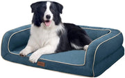 Cuscino per Cani in Lino Riscaldabile, 91,5x71x23cm, Letto per Cuccioli e Gatti Rimoscabile, Coperta in Lino Duraturo, Blu