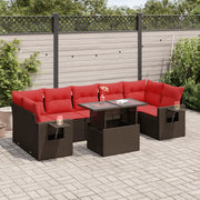 Set Divano da Giardino 8pz con Cuscini Marrone Polyrattan Acacia 3326445