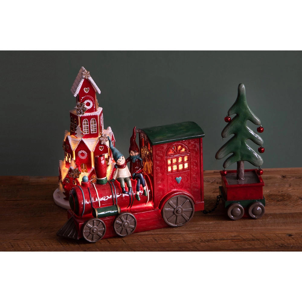 Trenino di Natale Rosso Vintage Illuminato a Led 23 cm