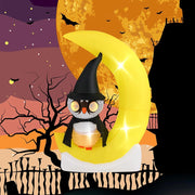 Decorazione Halloween, gufo decorativo con luna gonfiabile, 130 x 60 x 155 cm, 3 luci a LED e 2 grandi luci lampeggianti, soffietto incluso, decorazione per Halloween all'aperto e interni