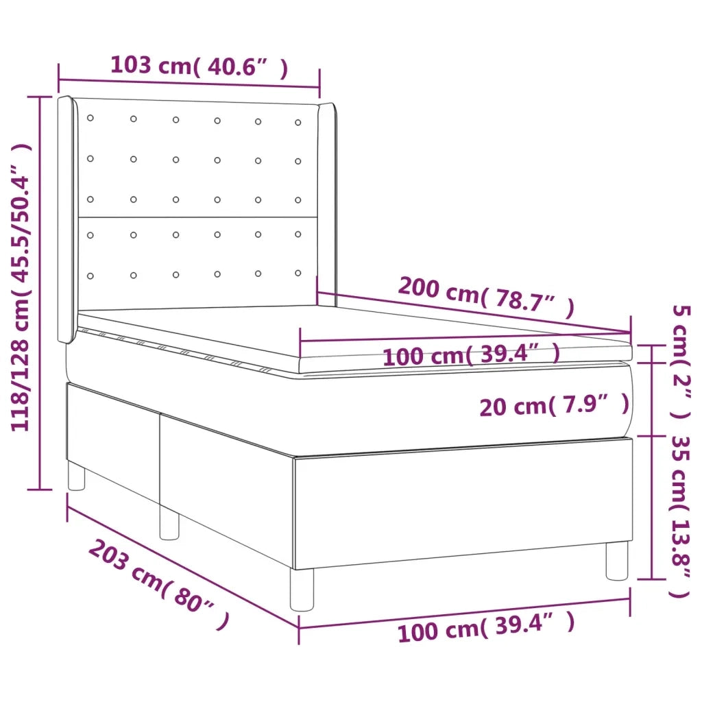 Giroletto a Molle con Materasso Marrone Scuro 100x200cm Tessuto 3132292