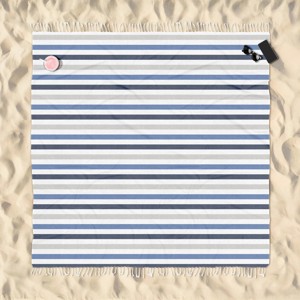 Telo Mare XXL Asciugamano Misura Grande 210x240 Cm Stuoia Coperta Spiaggia Assorbente Telo Arredo Multiuso Leggero Con Frange Sabbia Lettino Vacanze Piscina Blu