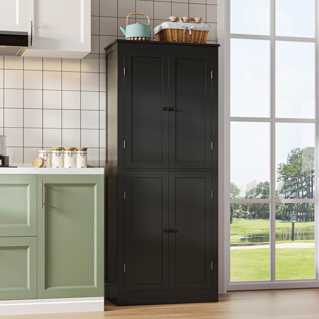 Credenza alta multifunzione 182x75x40 cm in MDF nero