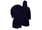 Accappatoio Con Cappuccio In Microfibra Taglia Adulto Unisex In Tinta Unita - XL - Blu Scuro