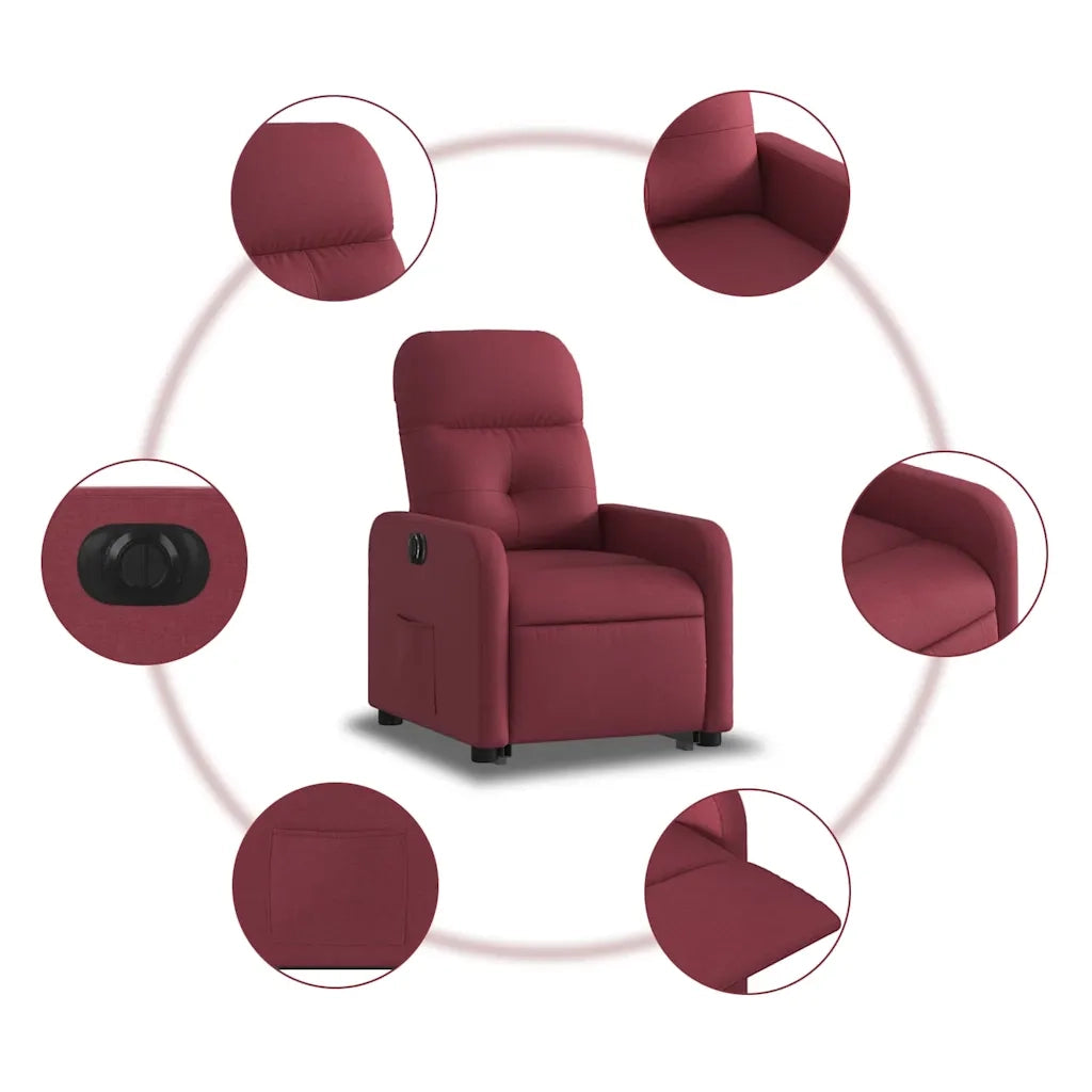 Poltrona Alzapersona Reclinabile Elettrica Rosso Vino Tessuto 3206816