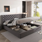 Letto matrimoniale 180x200 in velluto grigio con contenitore