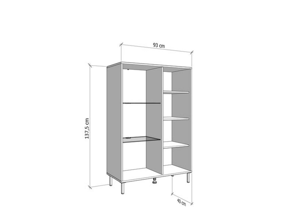 Mobile Espositore Elva, Vetrina 5 Ripiani, 93x40x137.5h cm Marrone Rovere Nodi