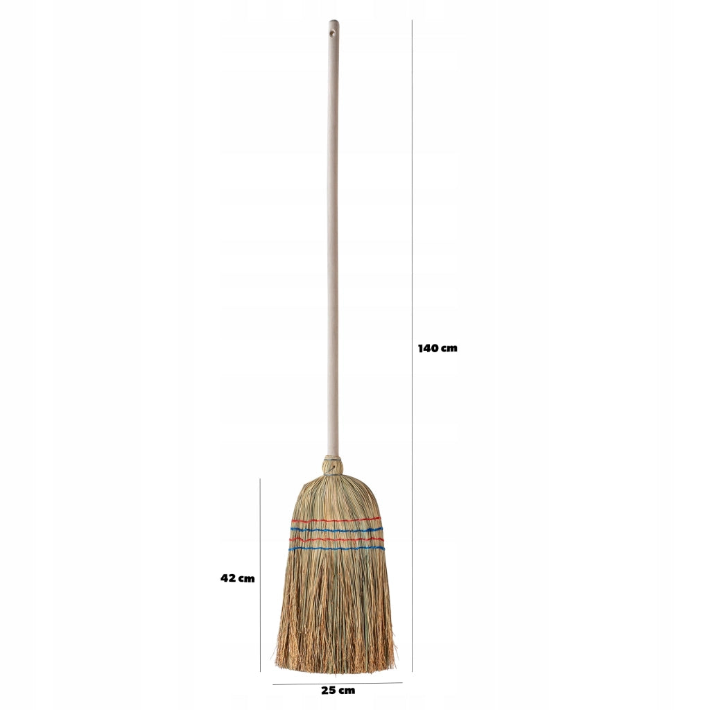 Scopa KADAX per prati e strade, manico da 140 cm, setole resistenti ed ecologiche.