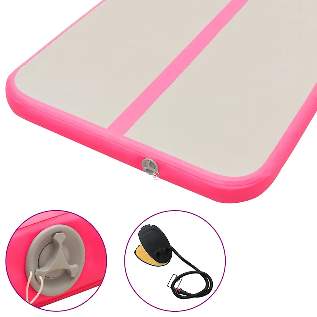 Tappetino Ginnastica Gonfiabile con Pompa 600x100x10cm PVC Rosa 91921