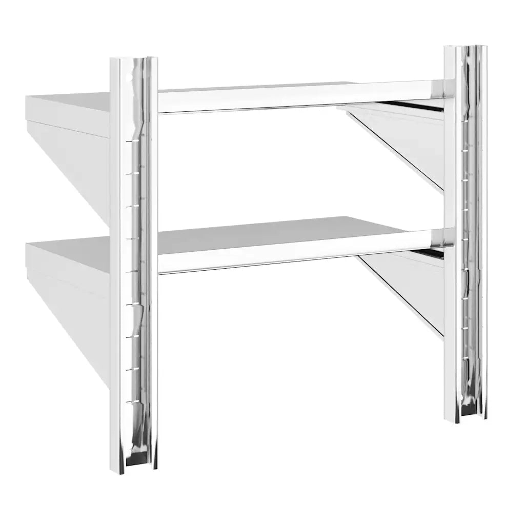 Mensola Muro 2 Ripiani 50x30x48 cm Argento Acciaio Inossidabile 30316