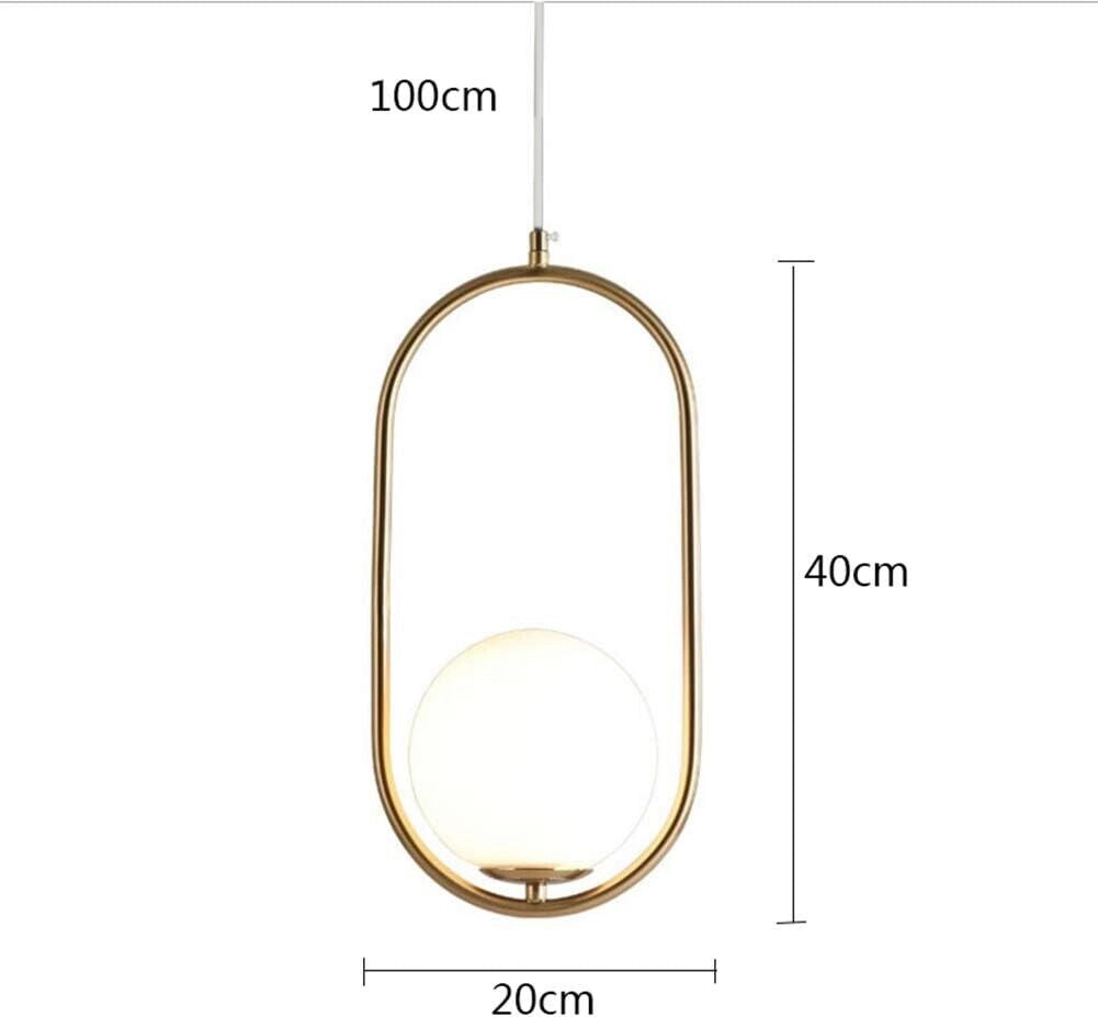 Lampadario a Sospensione da Soffitto Moderno Anello in Oro con sfera in vetro opaco e Attacco lampadine LED G9