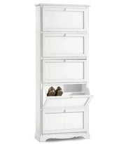 scarpiera 5 ante ribalta arte povera legno bianco 79x30x210 (1282) - Mobili 2G