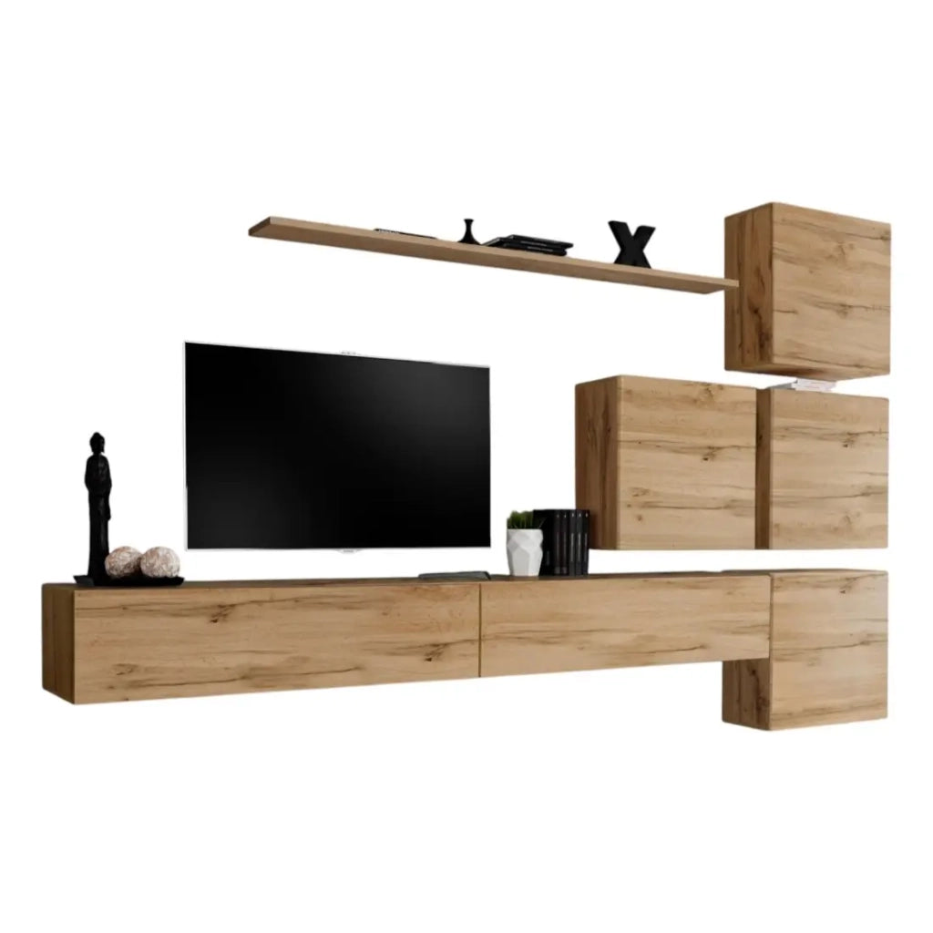 Mobile da soggiorno a parete SWITCH IX design, colore quercia Wotan.