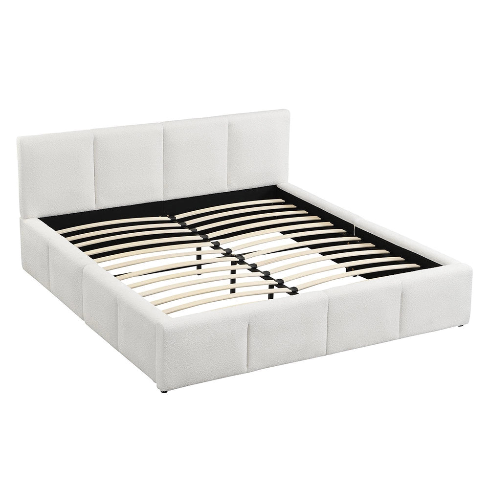 Letto doppio imbottito 180x200cm - Xylo - testiera bouclé beige