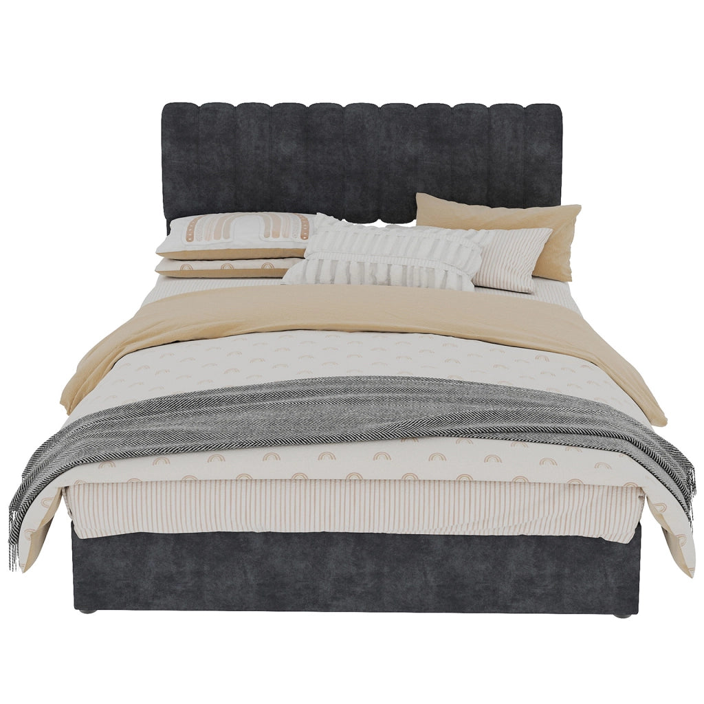 Letto Contenitore Imbottito con Testiera ¨C MINIMAL ¨C Grigio 140x200