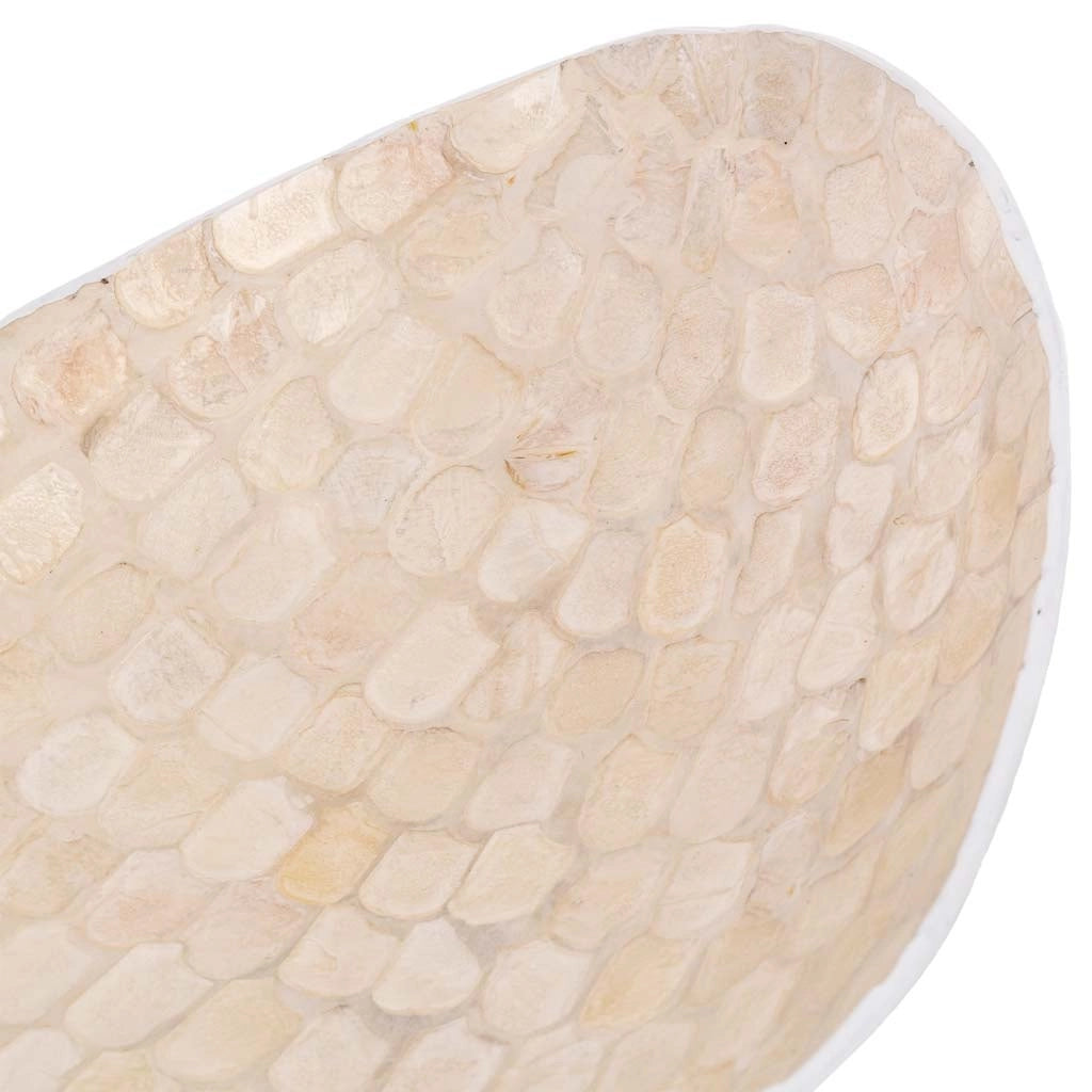 Centrotavola in legno e madreperla bianco 48x22x10h cm