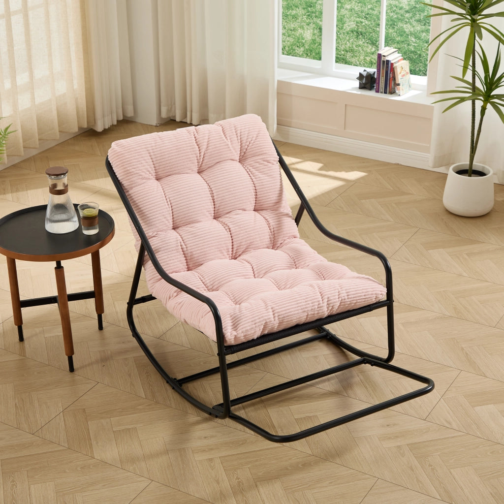 Sedia a Dondolo da Giardino Dondolio Regolabile con Cuscino Spesso e Corda di Sicurezza in Acciaio Rosa 75 cm