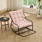 Sedia a Dondolo da Giardino Dondolio Regolabile con Cuscino Spesso e Corda di Sicurezza in Acciaio Rosa 75 cm