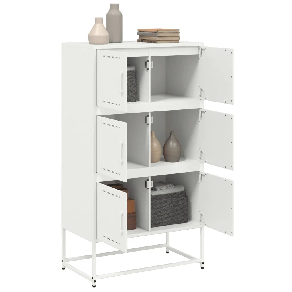 Credenza-Buffet-Armadio da cucina Bianca 68,5x38,5x123,5 in Acciaio